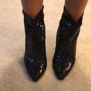 Black sequence ankle boots, size 10!